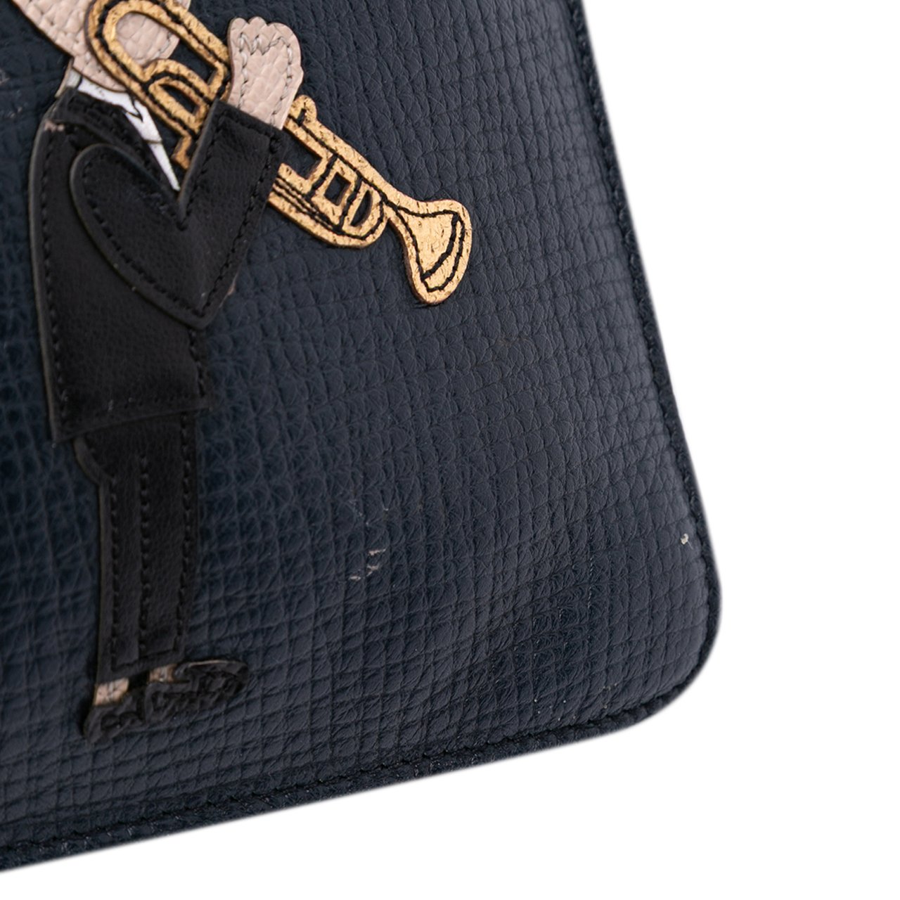 Dolce & Gabbana Leather DG Family Patch Zip Pouch Zwart