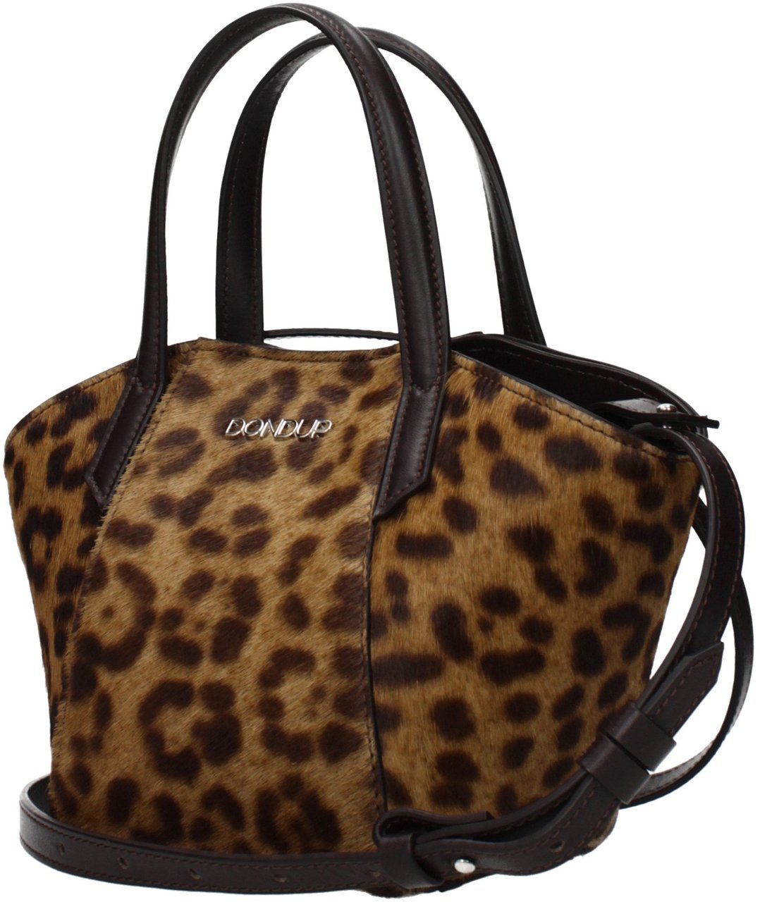 Dondup Brown Horsehair Handbag Bruin