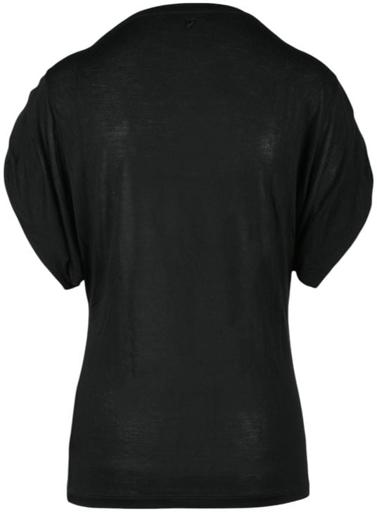 Dondup Black Viscose T-Shirt Zwart