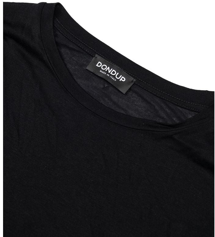 Dondup Black Viscose T-Shirt Zwart