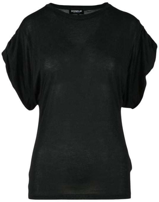Dondup Black Viscose T-Shirt Zwart