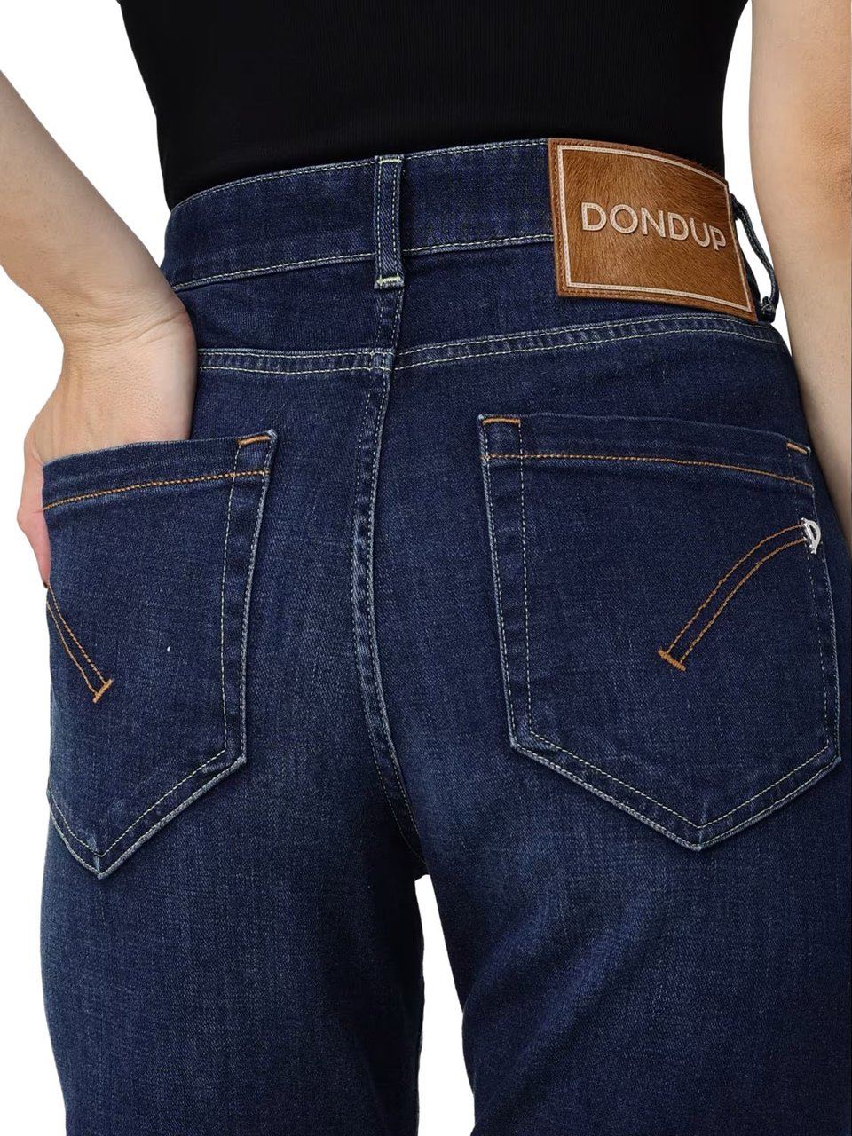 Dondup High-Waisted Cropped Jeans With Rolled Cuffs Zwart