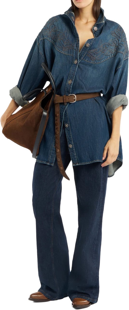 Dondup Dresses Blue Denim Blauw