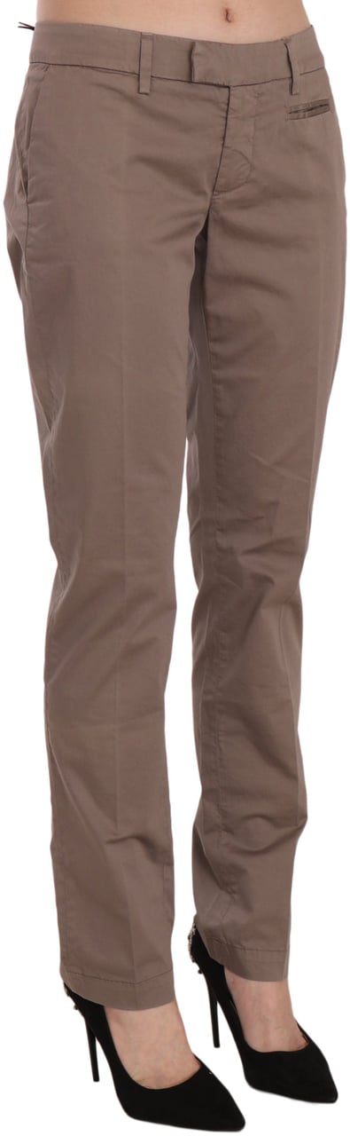 Dondup Brown Low Waist Straight Cut Trouser Pant Bruin
