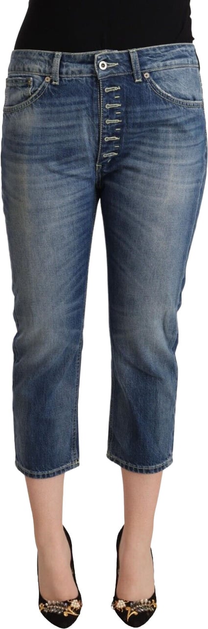 Dondup Blue Washed Mid Waist Capri Denim Jeans Blauw