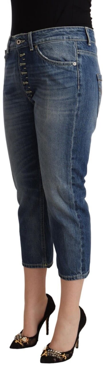 Dondup Blue Washed Mid Waist Capri Denim Jeans Blauw