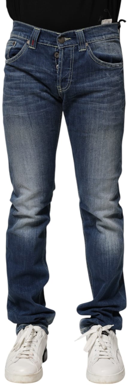 Dondup Blue Washed Skinny Fit Casual Men Denim Jeans Blauw