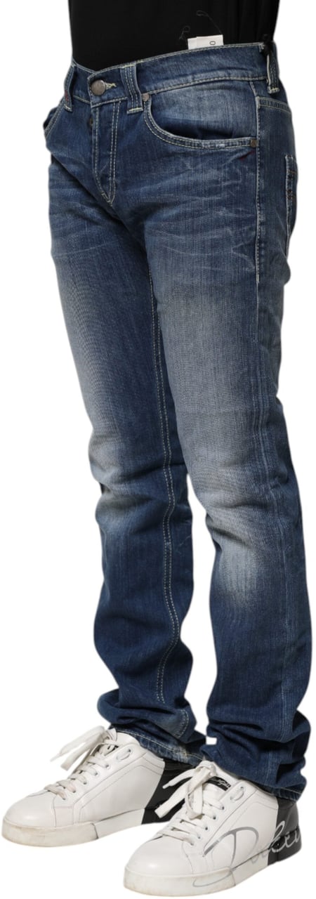 Dondup Blue Washed Skinny Fit Casual Men Denim Jeans Blauw