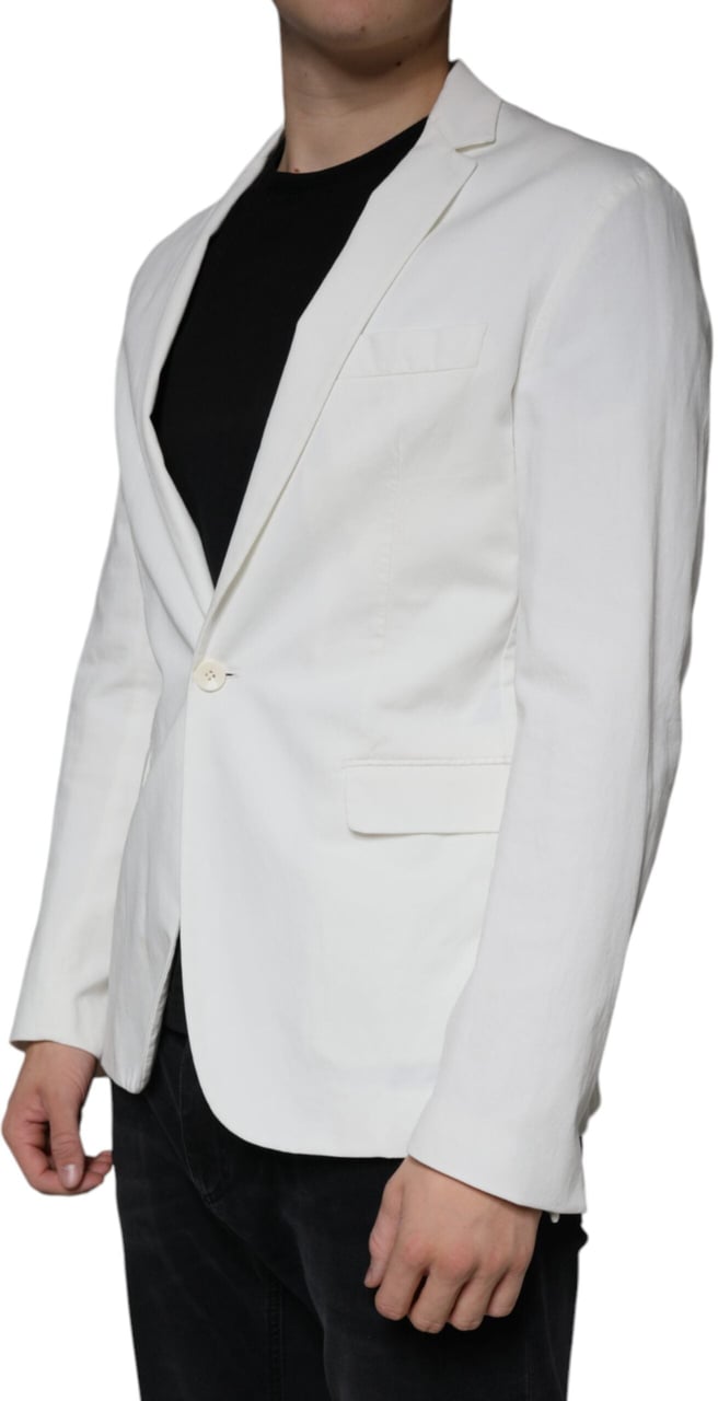 Dondup White Single Breasted One Button Dress Formal Blazer Wit