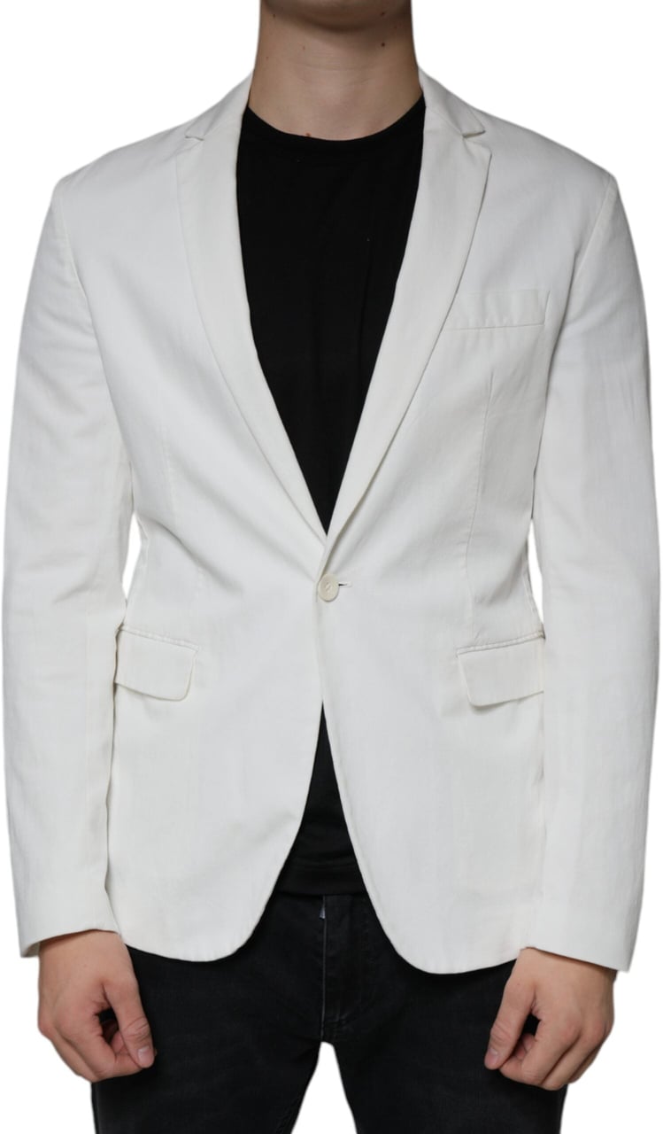Dondup White Single Breasted One Button Dress Formal Blazer Wit
