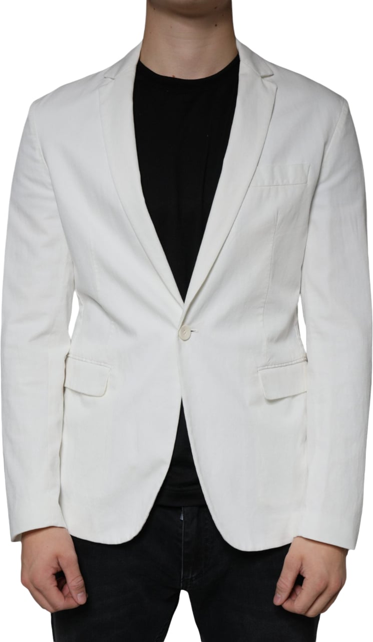 Dondup White Single Breasted One Button Dress Formal Blazer Wit
