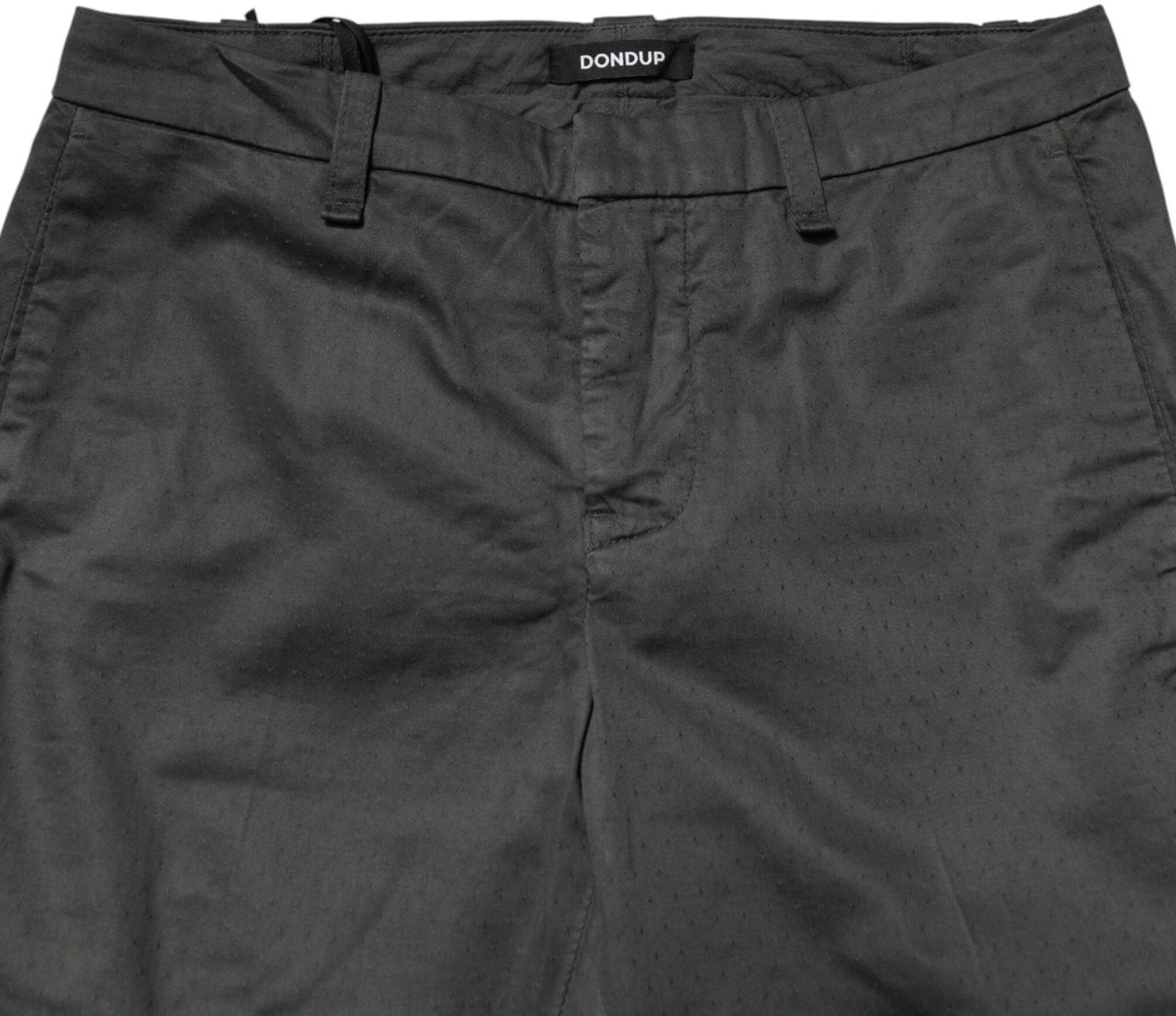 Dondup Dark Gray Cotton Mid Waist Skinny Men Chino Trouser Pants Grijs