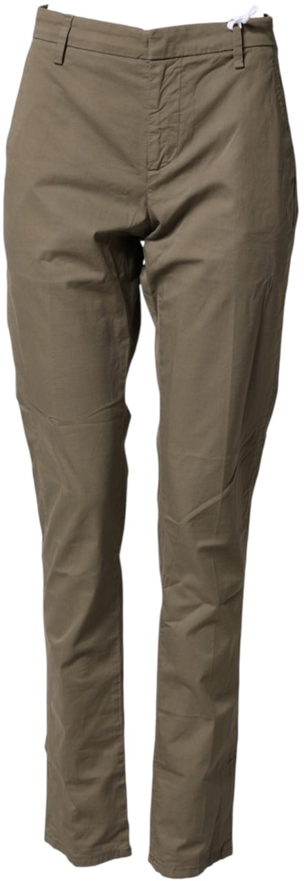 Dondup Beige Cotton Stretch Straight Chino Men Trouser Pants Beige