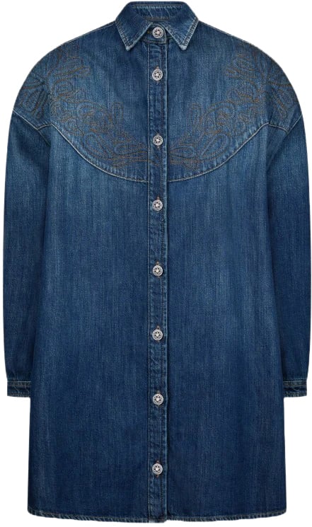 Dondup Dresses Blue Denim Blauw