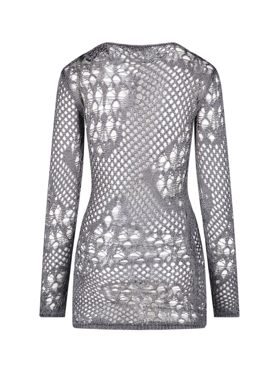 Dondup Grey Cotton Knit Turtleneck Mini Dress Grijs