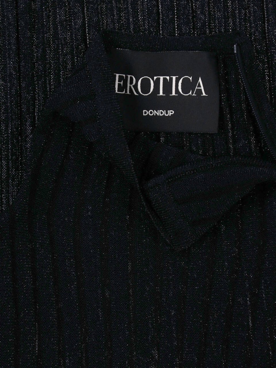 Dondup Black Lurex Knit Turtleneck Mini Dress Zwart