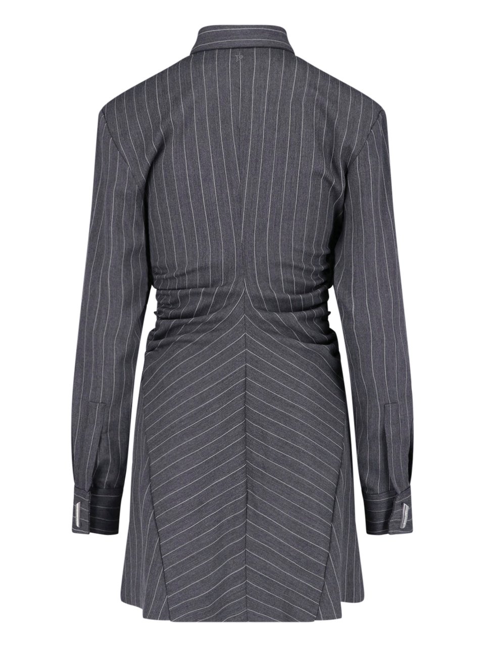 Dondup Grey Gessato Virgin Wool Pinstripe Mini Dress Grijs