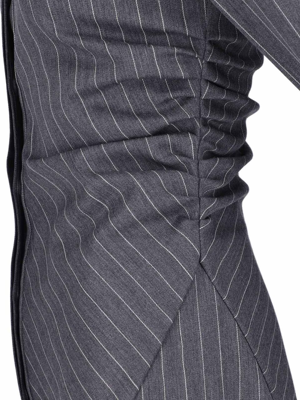 Dondup Grey Gessato Virgin Wool Pinstripe Mini Dress Grijs