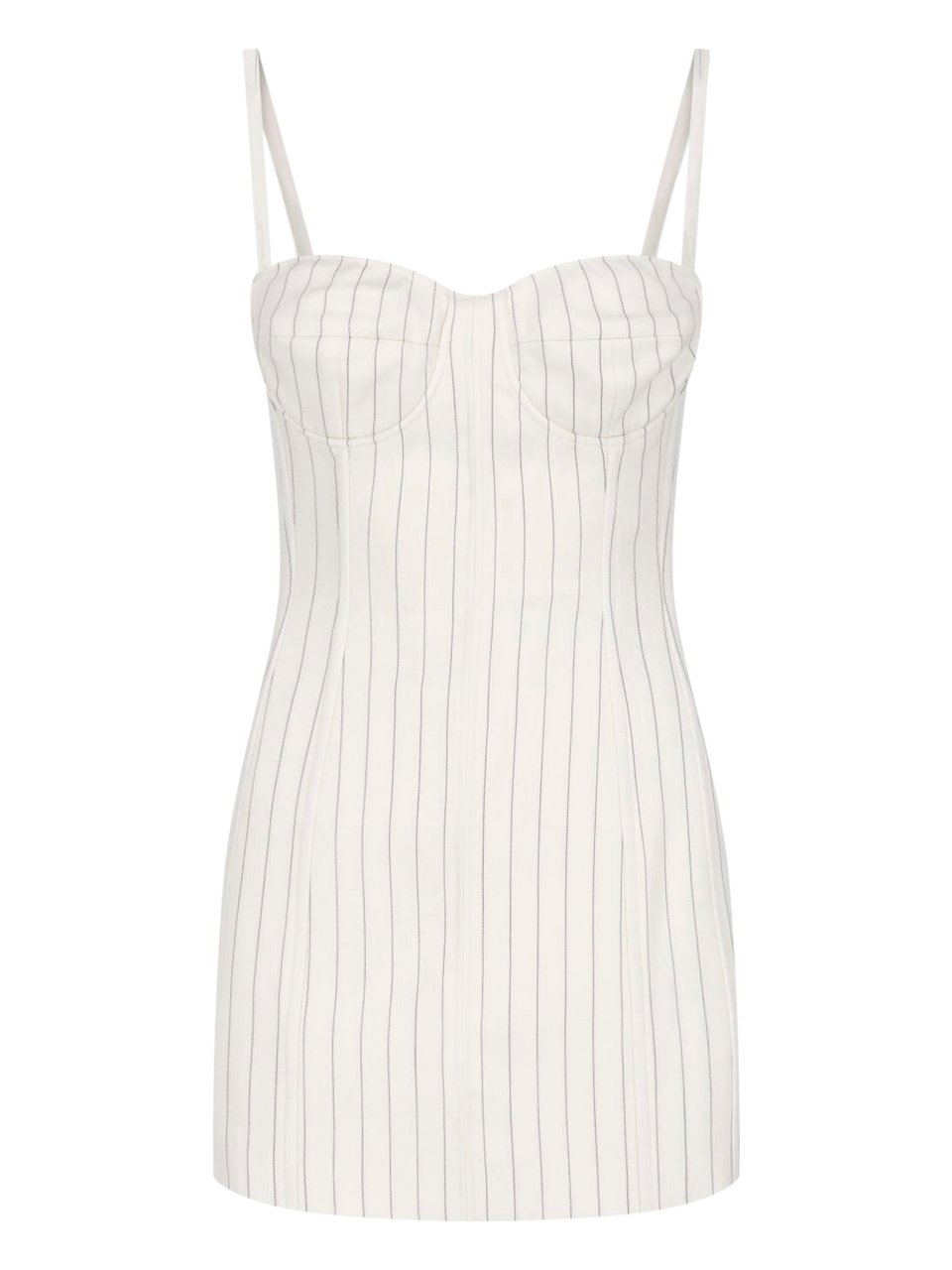Dondup White Gessato Virgin Wool Pinstripe Mini Dress Wit