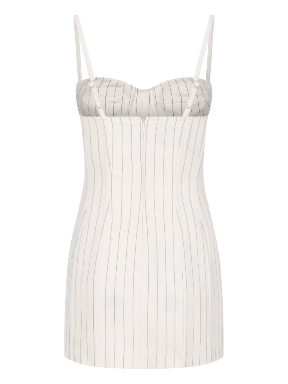 Dondup White Gessato Virgin Wool Pinstripe Mini Dress Wit