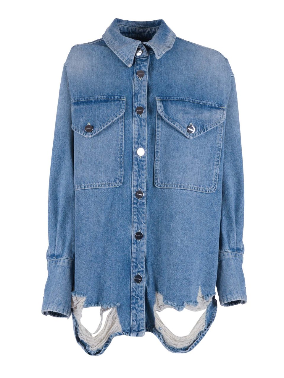 Dondup Denim Classic Distressed Shirt Blauw