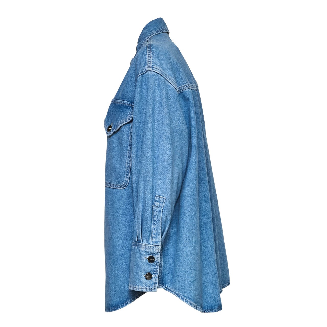 Dondup Cotton Lyocell Multi-Pocket Denim Over Shirt Blauw