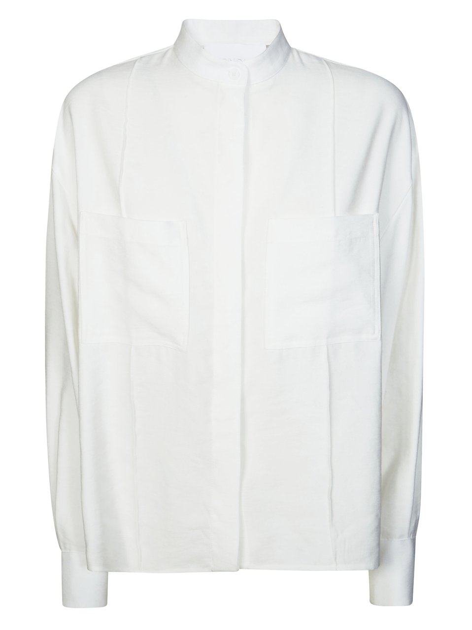 Dondup White High Collar Boxy Over Shirt Wit