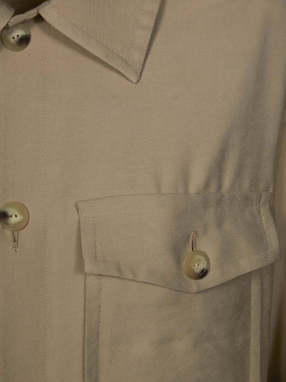 Dondup Loose Fitting Flap Pocket Viscose Shirt Bruin