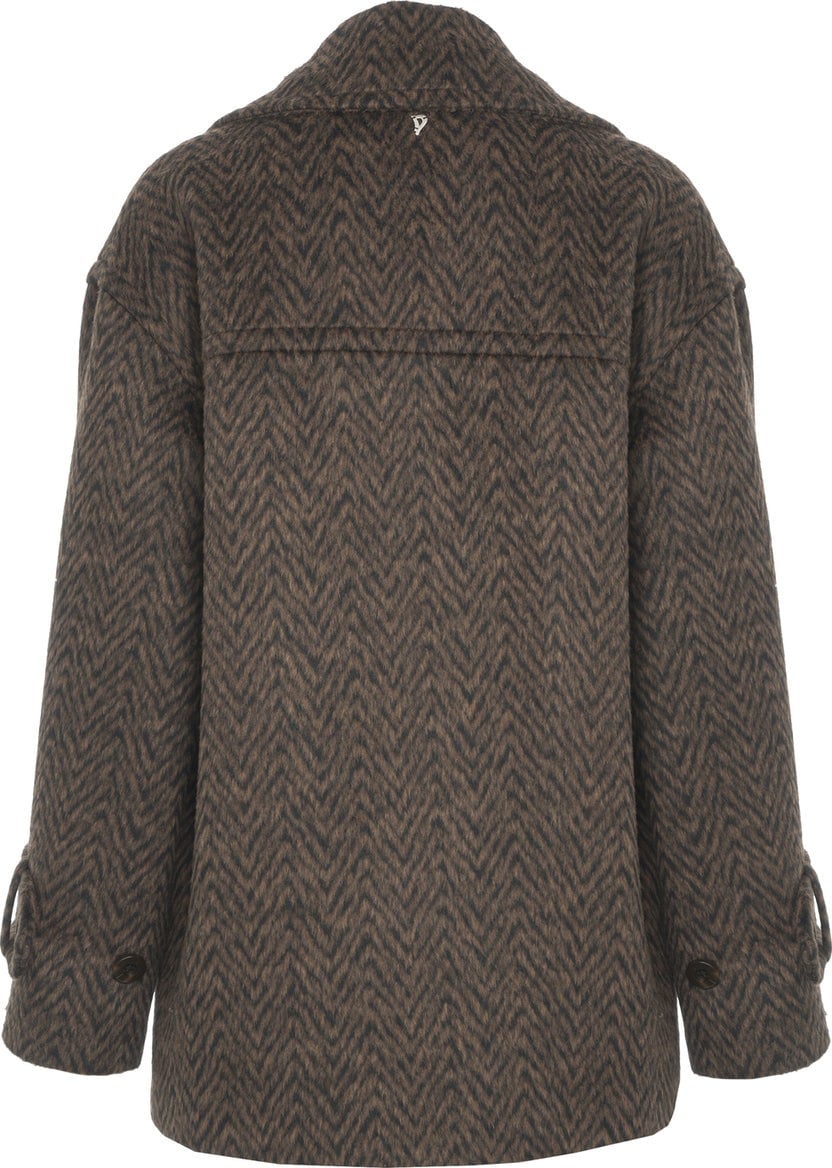 Dondup Peacoat with herringbone pattern Bruin