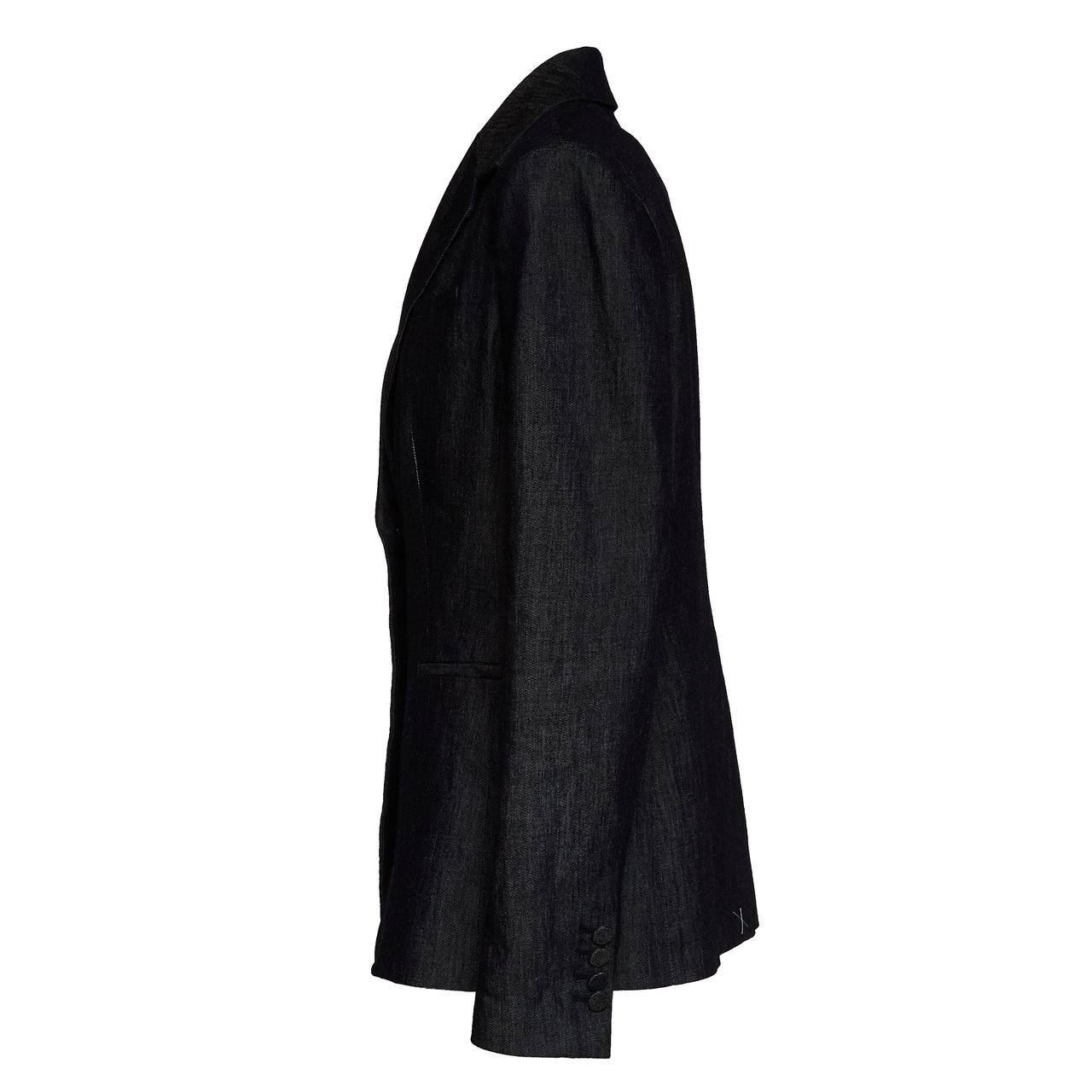 Dondup Peak Lapel Silk Denim Single-Breasted Blazer Zwart