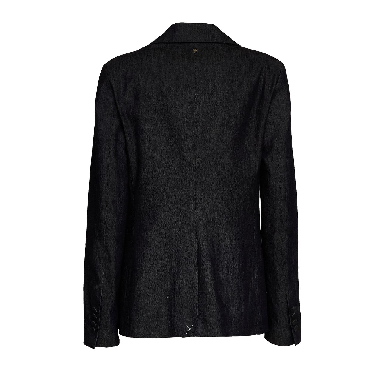 Dondup Peak Lapel Silk Denim Single-Breasted Blazer Zwart