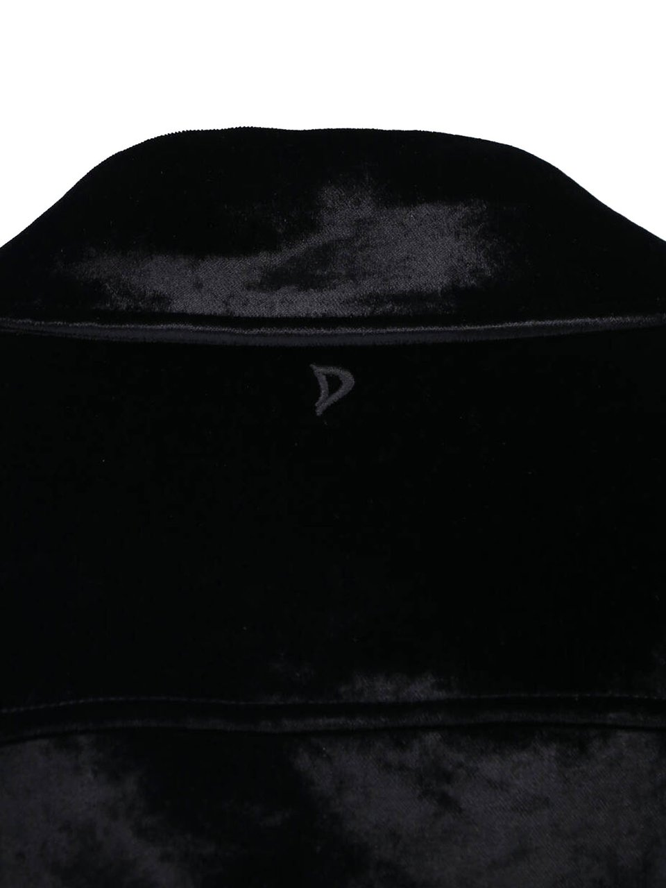 Dondup Black Velvet Double Zip Biker Jacket Zwart