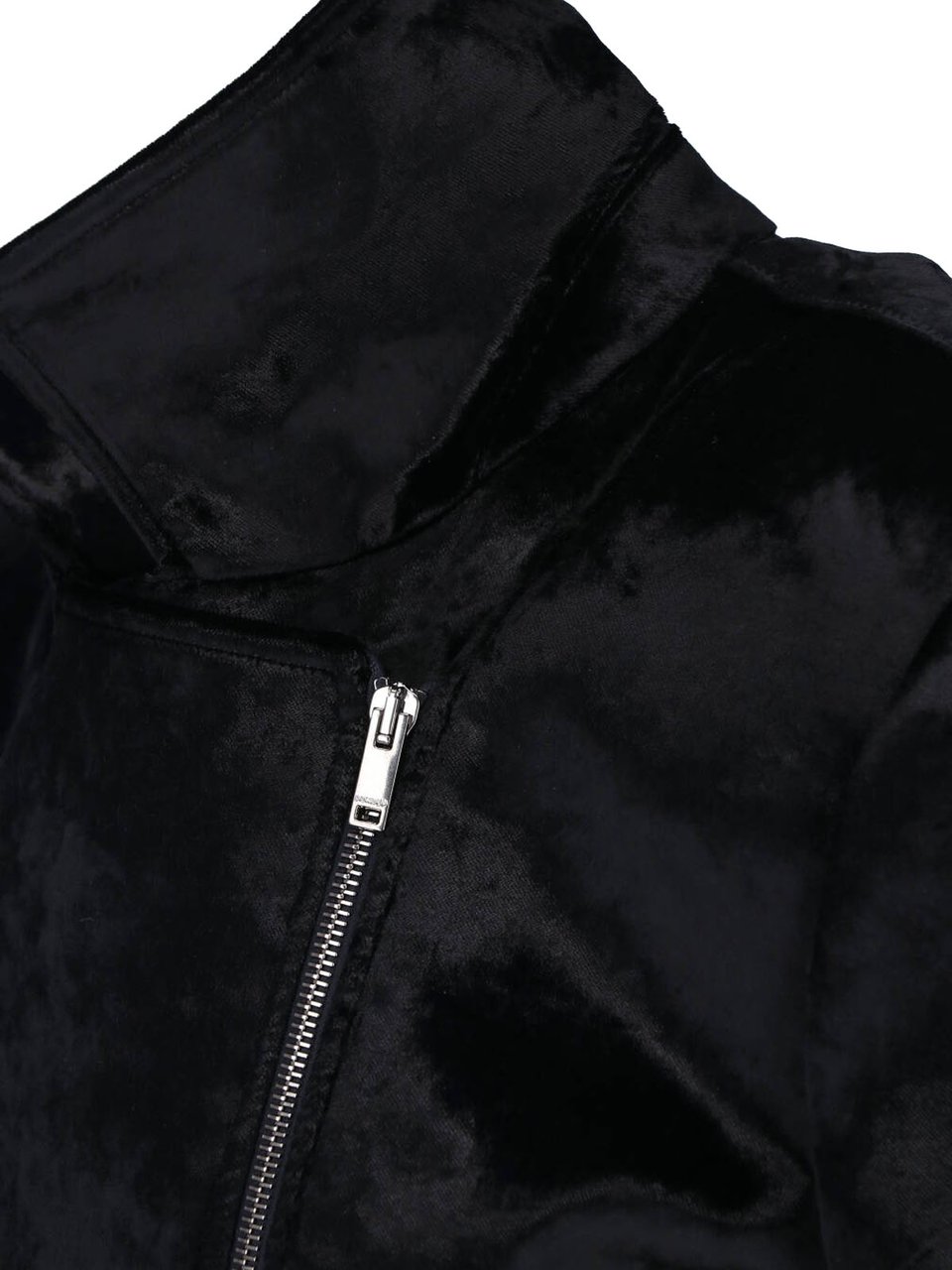 Dondup Black Velvet Double Zip Biker Jacket Zwart