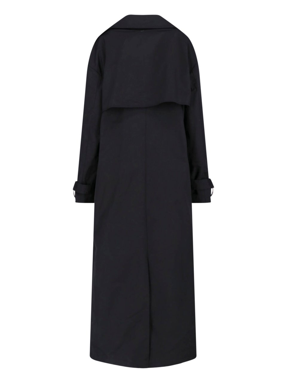 Dondup Black Cotton-Blend Canvas Trench Coat Zwart