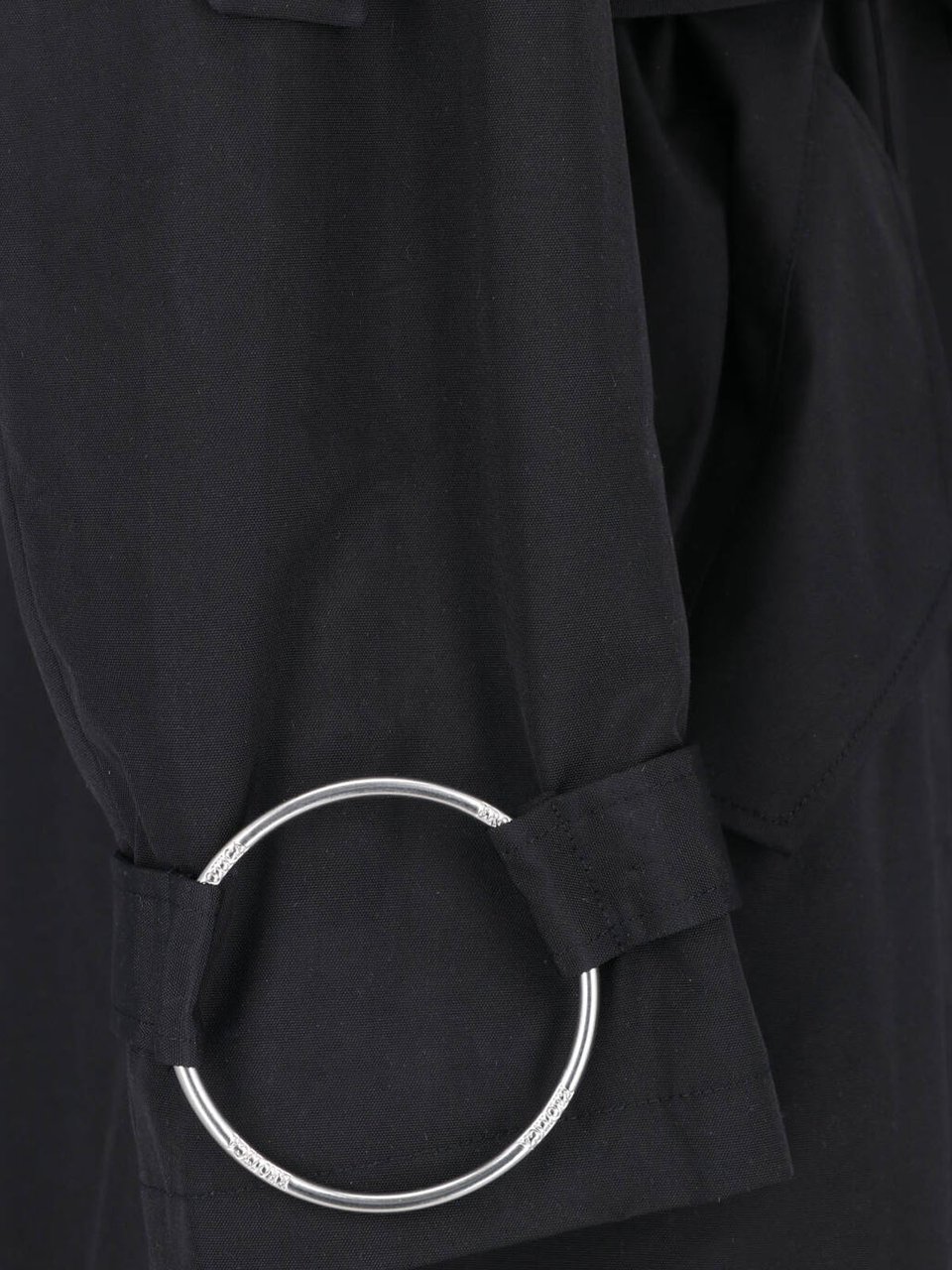 Dondup Black Cotton-Blend Canvas Trench Coat Zwart