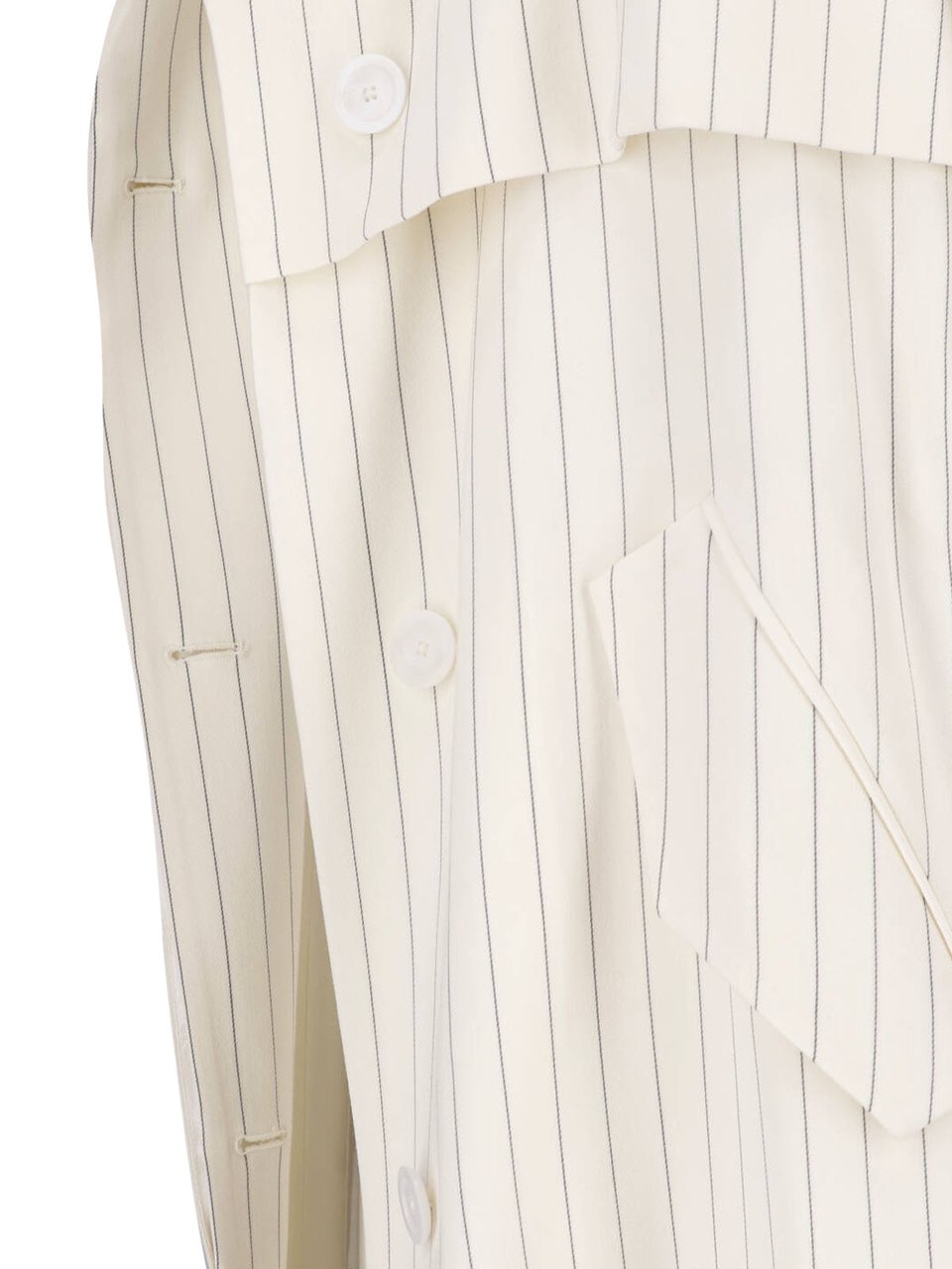 Dondup White Gessato Wool Pinstripe Trench Coat Wit