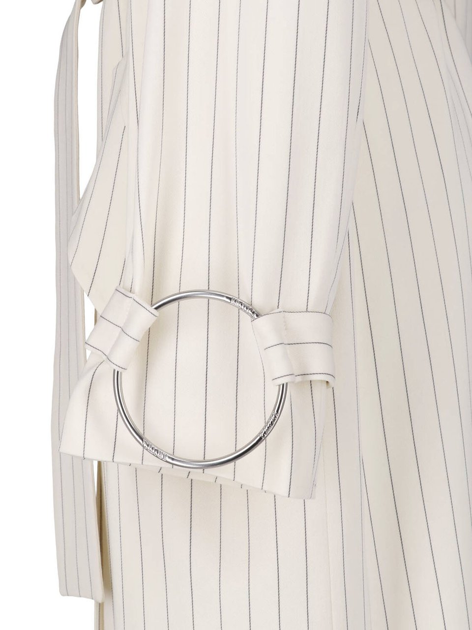 Dondup White Gessato Wool Pinstripe Trench Coat Wit