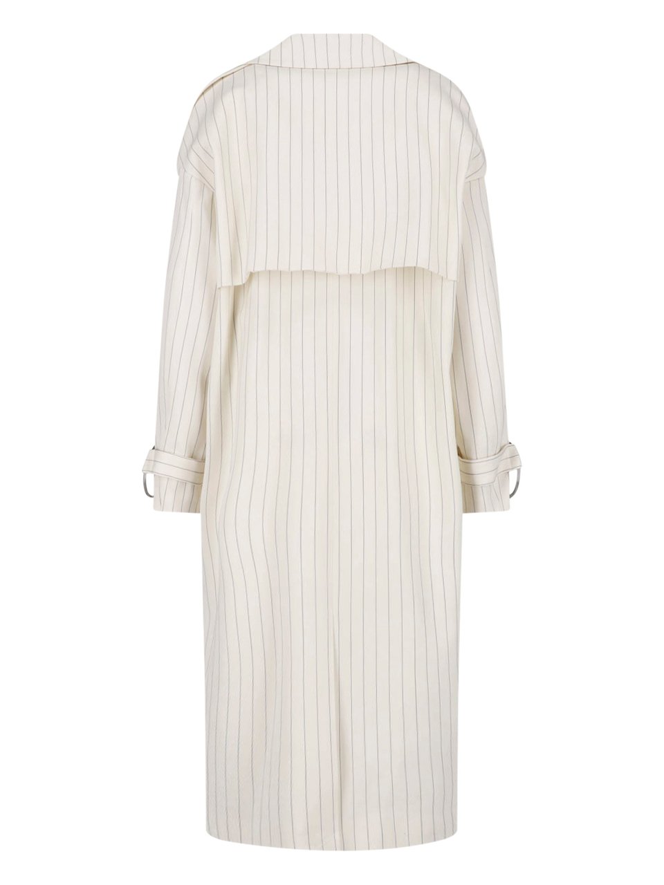 Dondup White Gessato Wool Pinstripe Trench Coat Wit