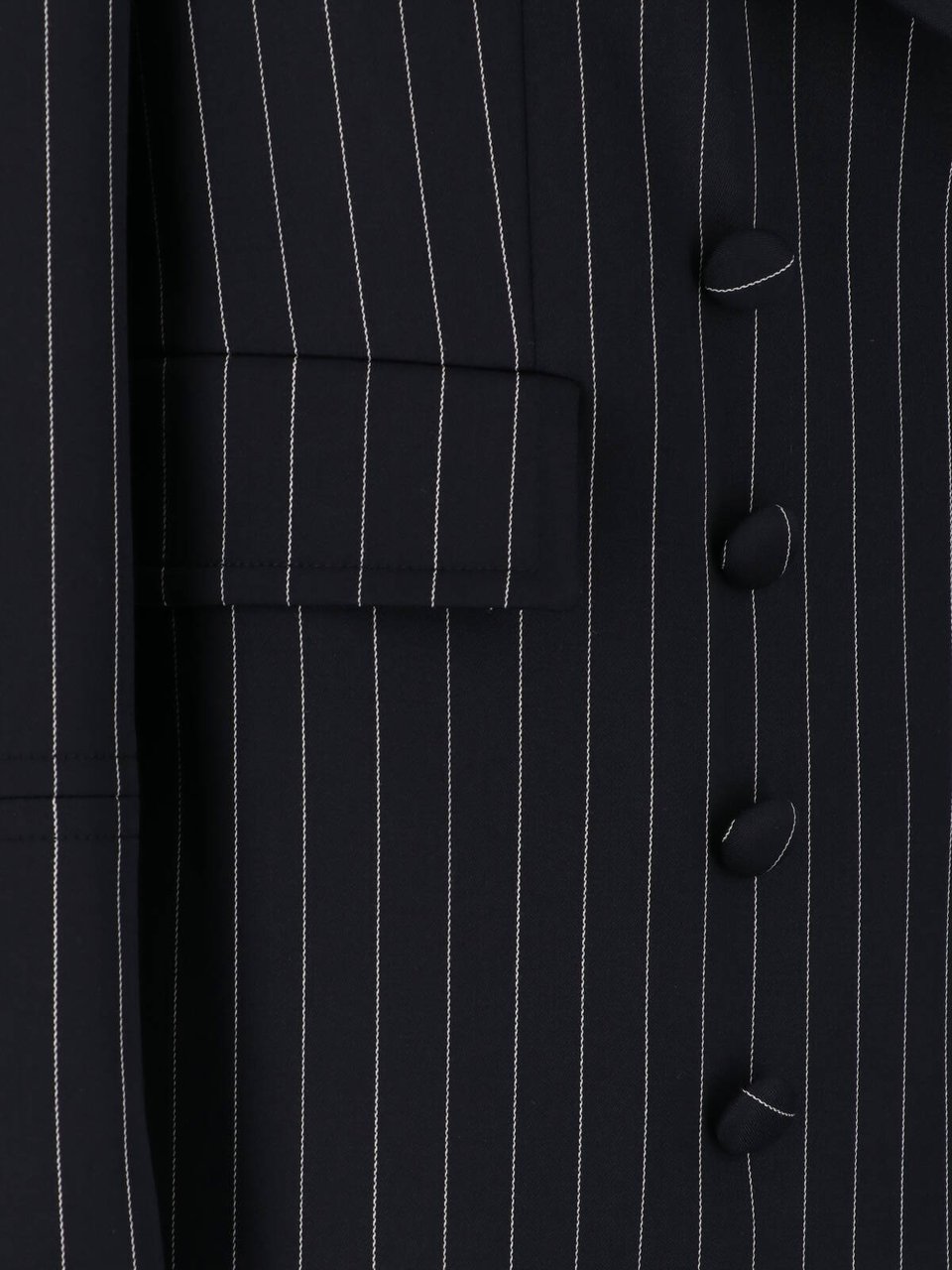Dondup Black Gessato Wool Pinstripe Coat Zwart