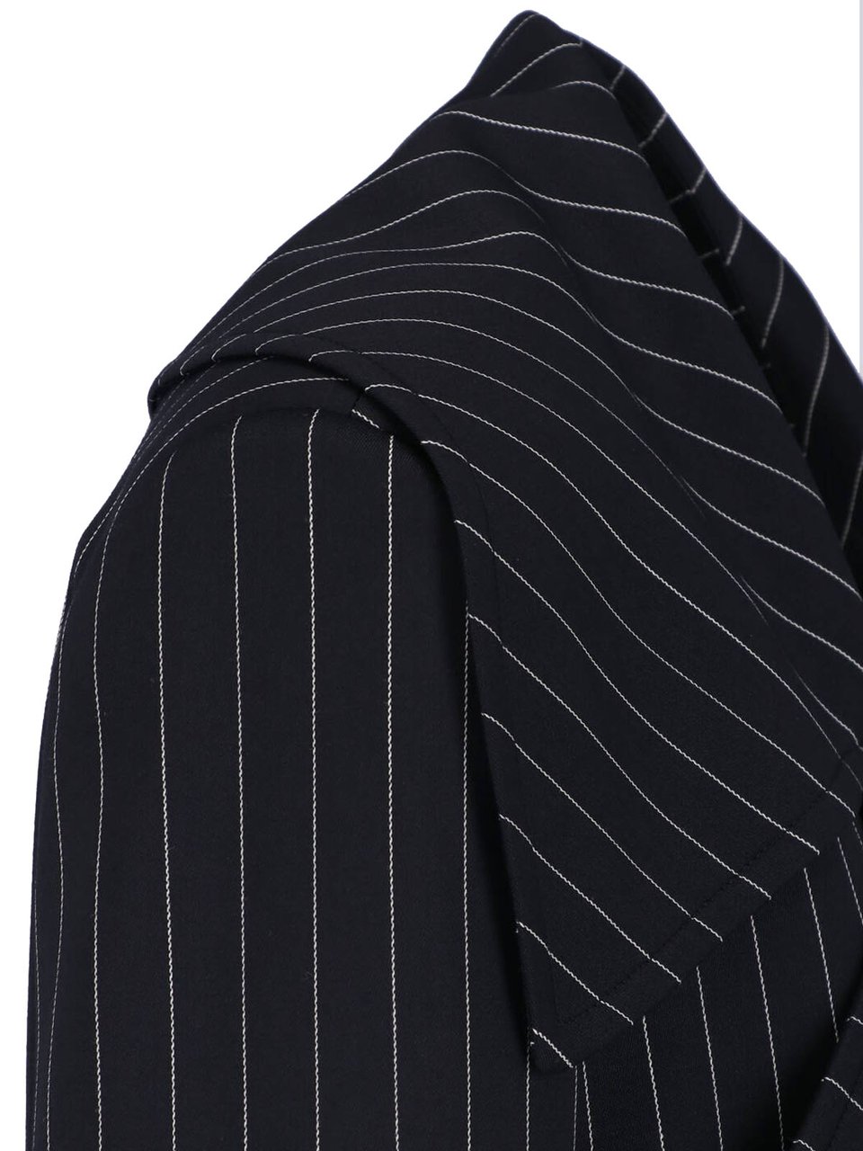 Dondup Black Gessato Wool Pinstripe Coat Zwart
