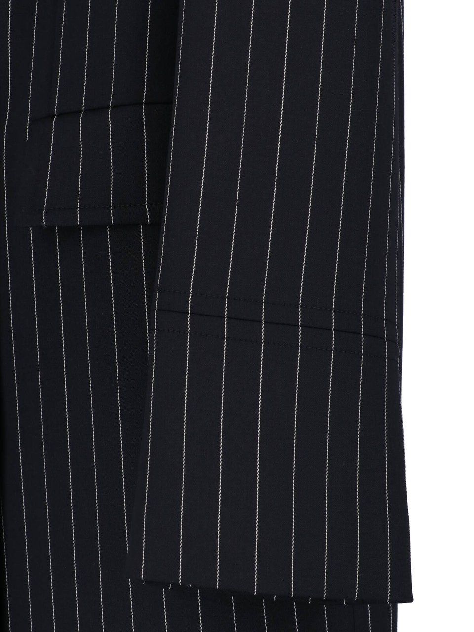 Dondup Black Gessato Wool Pinstripe Coat Zwart