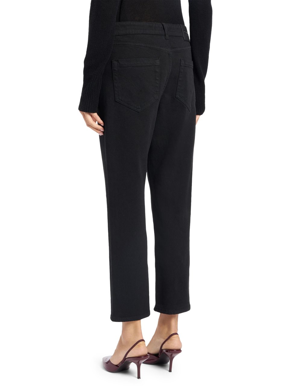 Dondup Loose-Fit Cropped Trousers with Gold-tone Button Detail Zwart