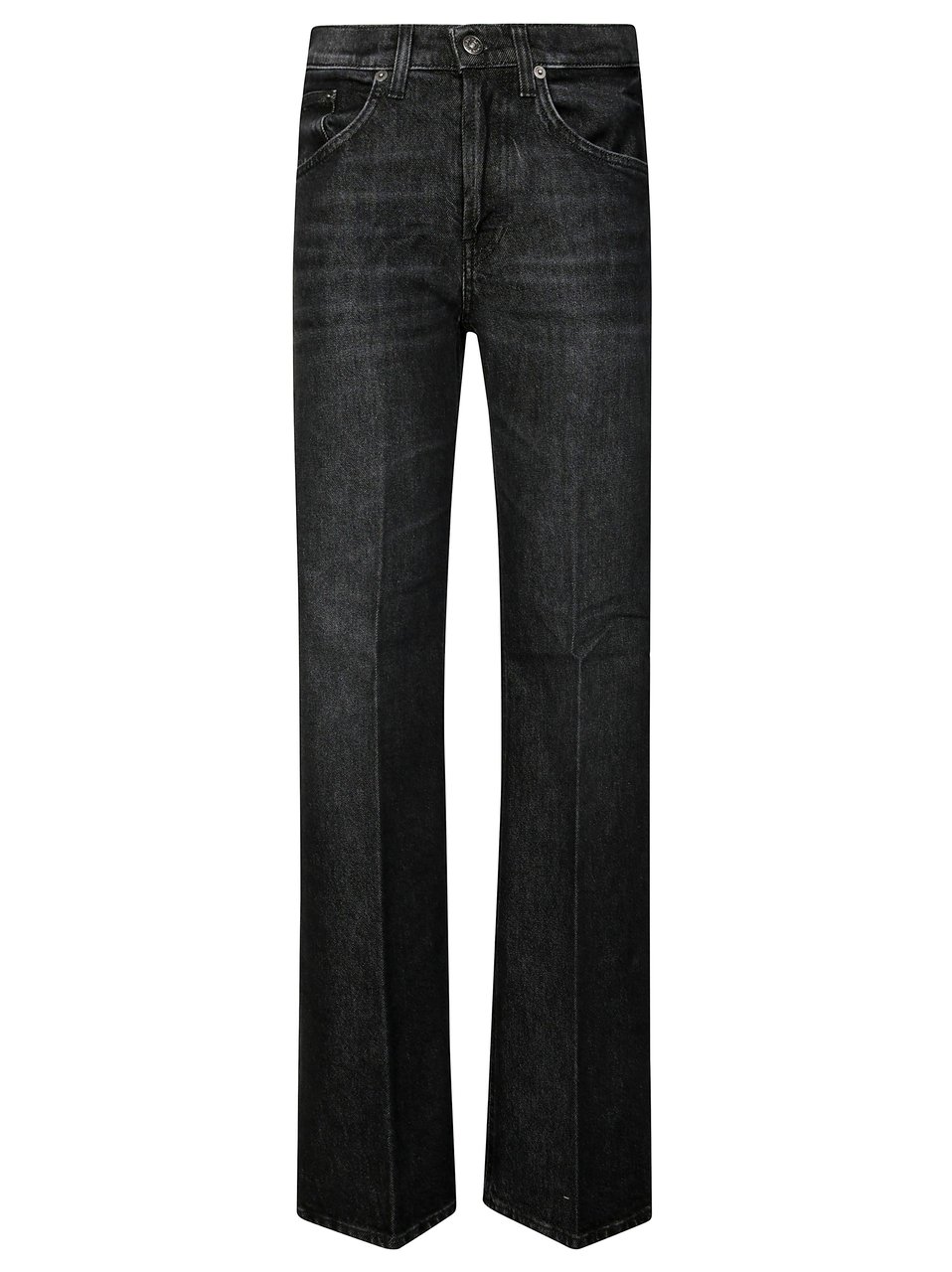 Dondup Tailored Straight Leg Pants with Mid-Rise Waist Zwart