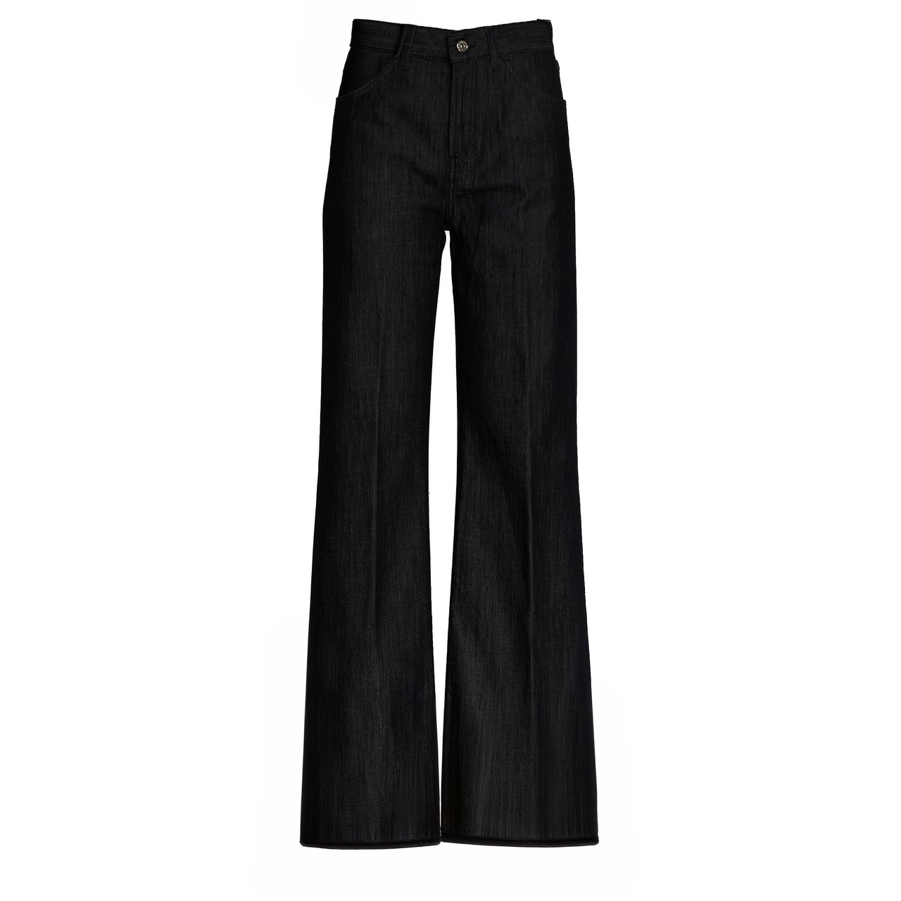 Dondup Amber Silk Denim Wide-Leg Jeans Zwart