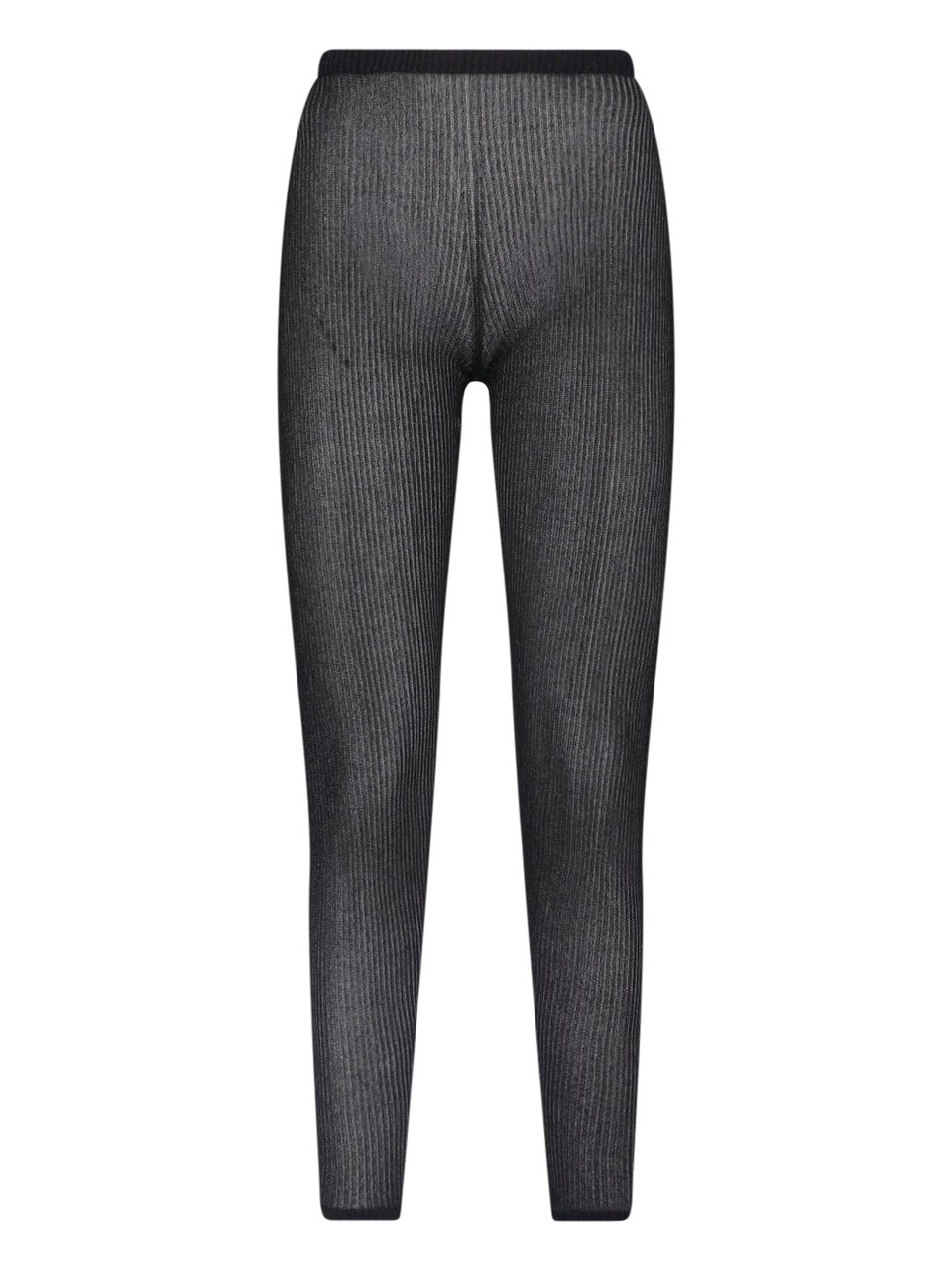 Dondup Black Lurex Knit Ribbed Leggings Zwart