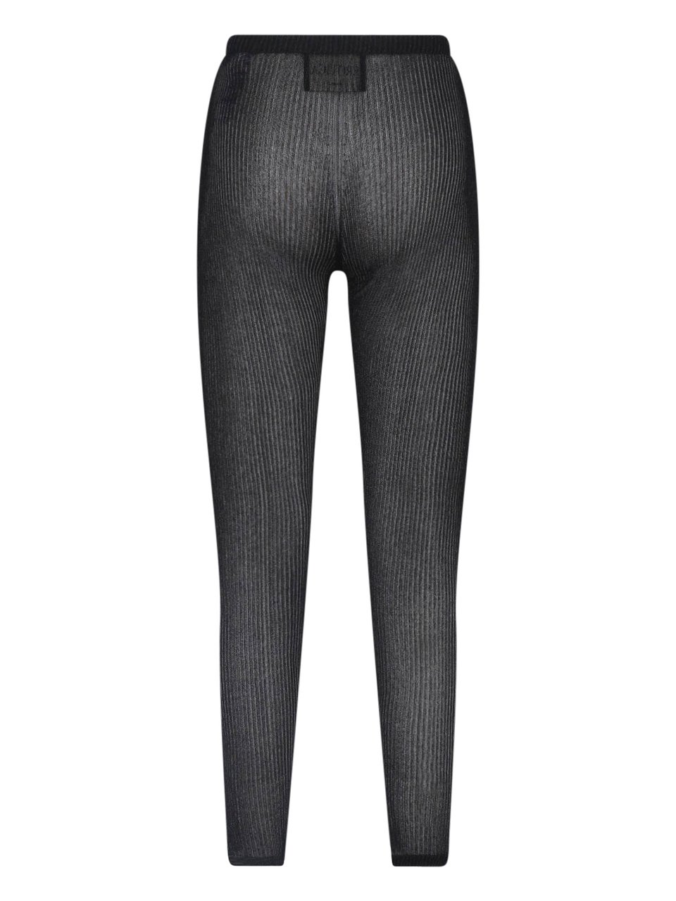 Dondup Black Lurex Knit Ribbed Leggings Zwart