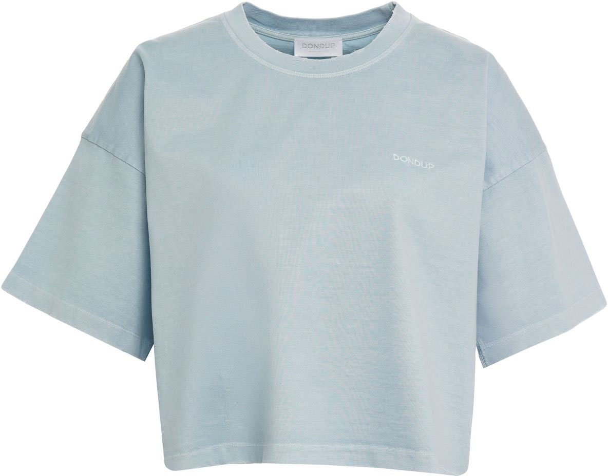 Dondup Cropped cotton t-shirt Blauw