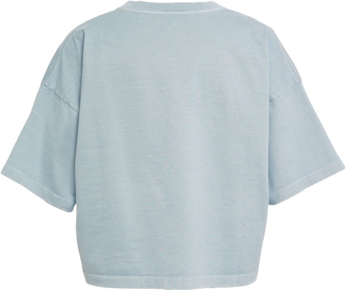 Dondup Cropped cotton t-shirt Blauw