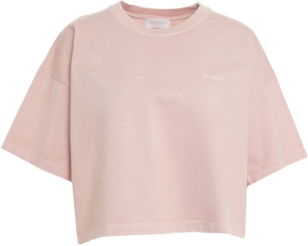 Dondup Cropped cotton t-shirt Roze