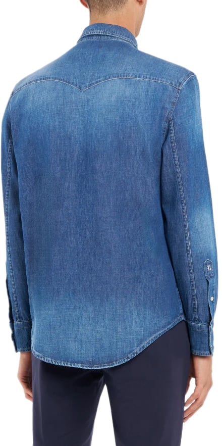Dondup Shirts Blue Denim Blauw